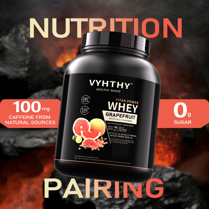 VYHTHY Grapefruit Flavored Flavored Whey Protein Powder - 24g Protein per Serving - Suitable for pre- and Post-Workout Supplementation - Low Lactose, Gluten-Free, Natural Flavor (56 oz) - 52 Servings