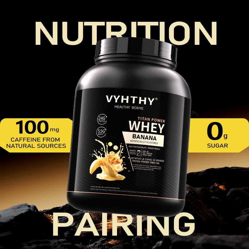 VYHTHY Banana Coffee Flavored Whey Protein Powder - 24g Protein per Serving - Suitable for pre- and Post-Workout Supplementation - Low Lactose, Gluten-Free, Natural Flavor (56 oz) - 52 Servings
