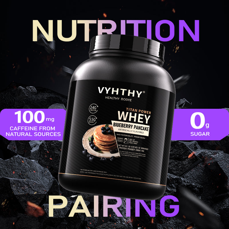 VYHTHY Blueberry Pancake Flavored Whey Protein Powder - 24g Protein per Serving - Suitable for pre- and Post-Workout Supplementation - Low Lactose, Gluten-Free, Natural Flavor (56 oz) - 52 Servings