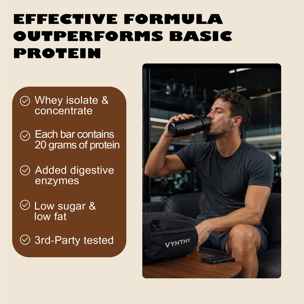 VYHTHY Caramel Coffee Whey Protein Powder Single Serve Packets, 24g Protein & 5.5g BCAAs Per Packet, Zero Added Sugar Portable Post-Workout Muscle Recovery Supplement, 14 Individual Packets Per Bag