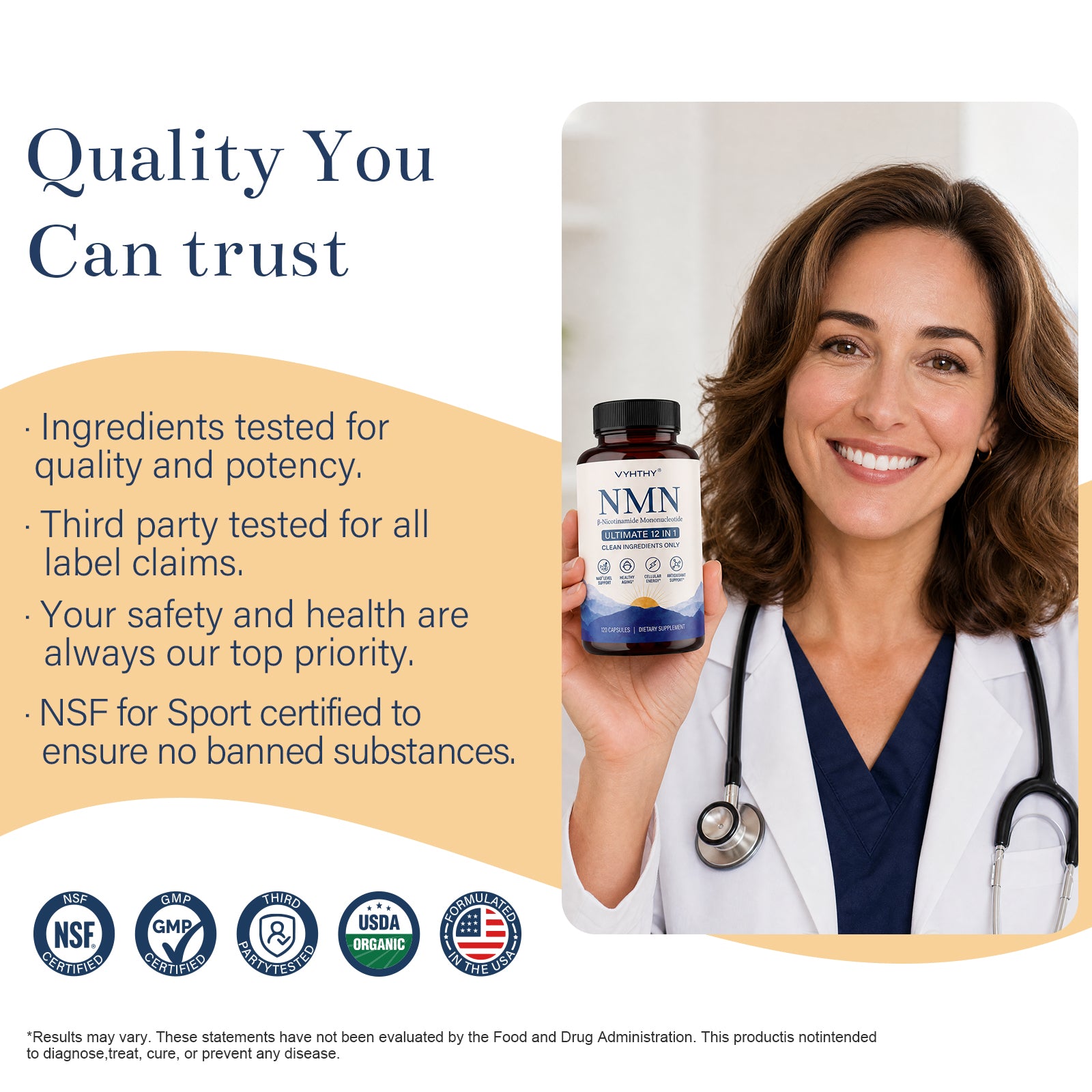VYHTHY Liposomal Enhanced β-NMN 500mg Per Serving 12-in-1 Complex with Resveratrol, TMG, Glutathione & PQQ | Max Absorption NAD+ Booster for Healthy Aging & Mitochondrial Function, 120 Vegetarian Capsules