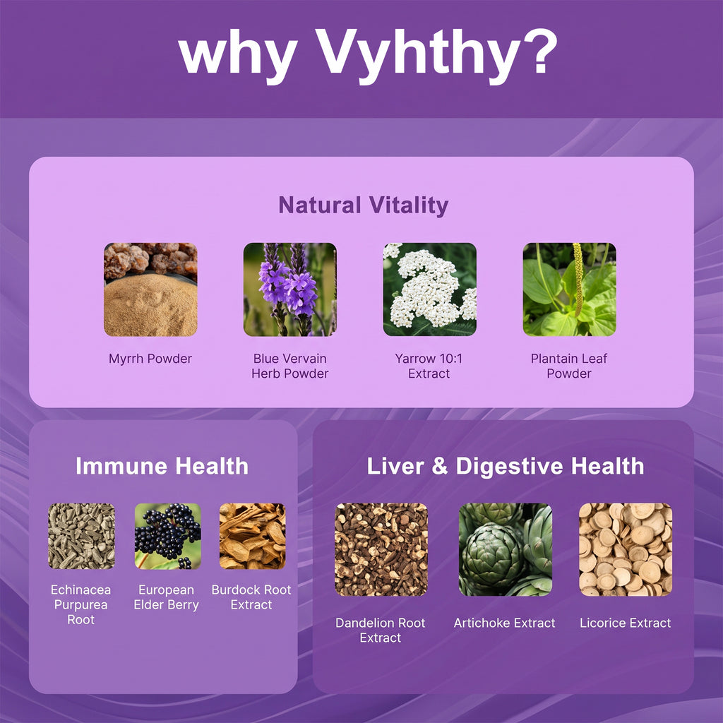 Lymphatic Drainage Support Supplement – 1390mg Herbal Cleanse with Echinacea, Dandelion, Burdock & Elderberry | Immune & Detox Support | 90 Capsules by VYHTHY