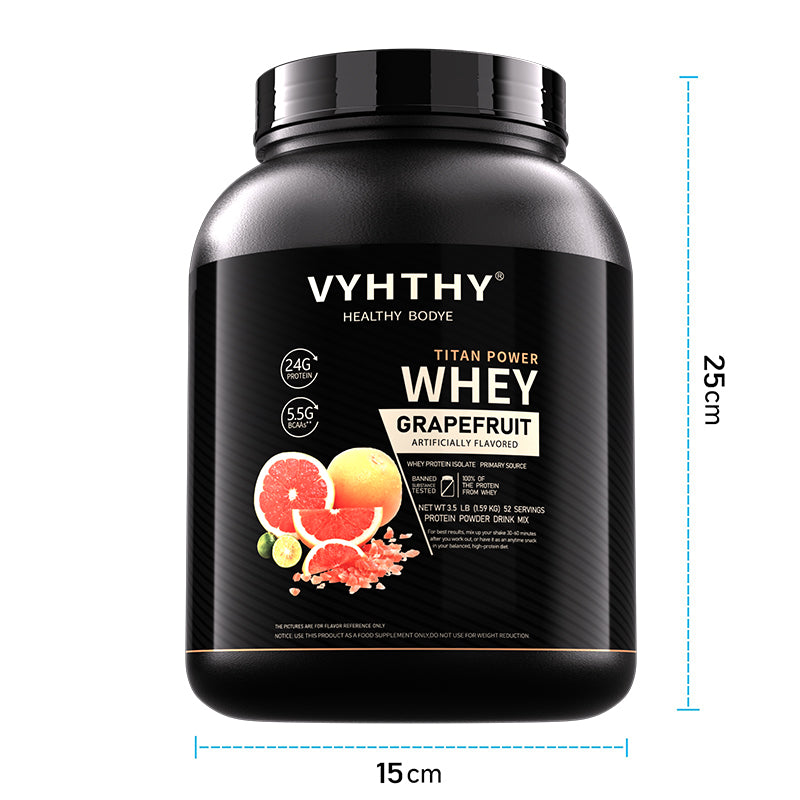 VYHTHY Grapefruit Flavored Flavored Whey Protein Powder - 24g Protein per Serving - Suitable for pre- and Post-Workout Supplementation - Low Lactose, Gluten-Free, Natural Flavor (56 oz) - 52 Servings