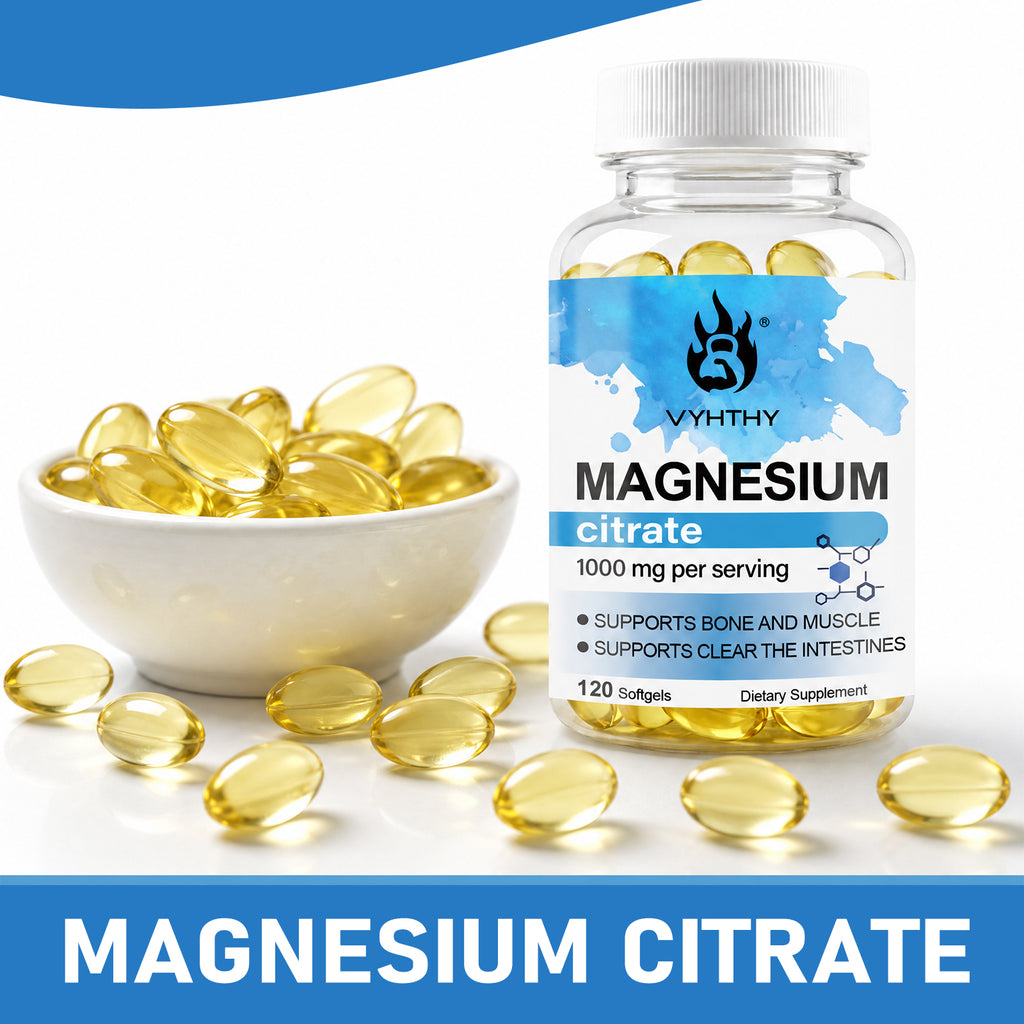 VYHTHY Magnesium Citrate Softgels, 1000mg Per Serving, Supports Bone Muscle Health, Digestive Gut & Intestinal Support, Energy Production & Night Wellness, 120 Softgels