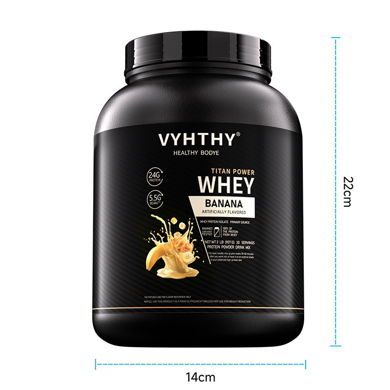 VYHTHY Banana Whey Protein Powder-24g of Protein Per Serving-Premium Whey Protein Powder for Pre Post Workout-Fast Absorbing Whey Concentrate-Low Lactose Gluten Free, Natural Flavored 2LB (36 oz)