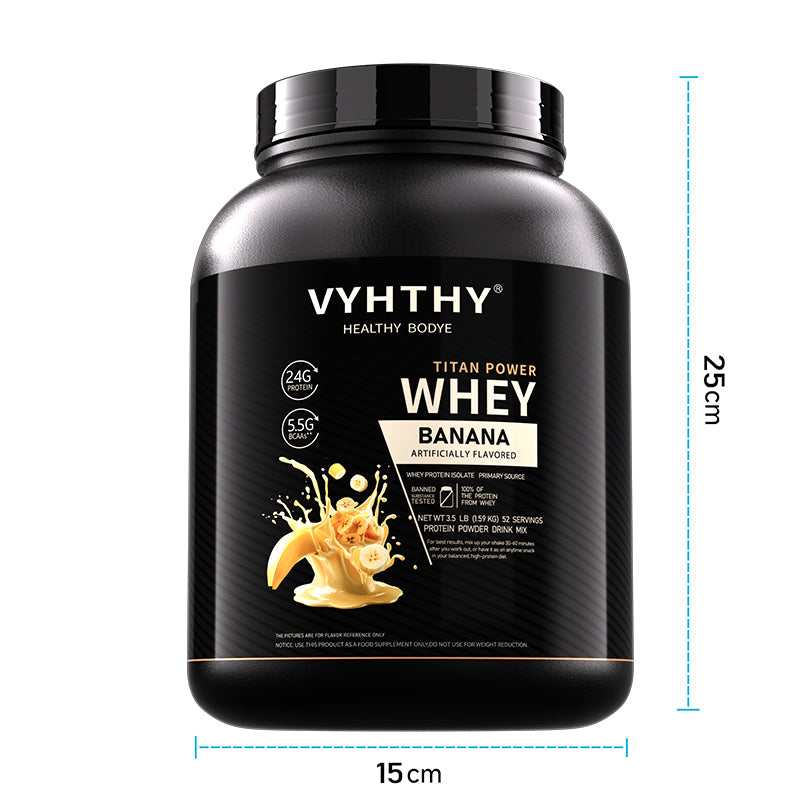 VYHTHY Banana Coffee Flavored Whey Protein Powder - 24g Protein per Serving - Suitable for pre- and Post-Workout Supplementation - Low Lactose, Gluten-Free, Natural Flavor (56 oz) - 52 Servings