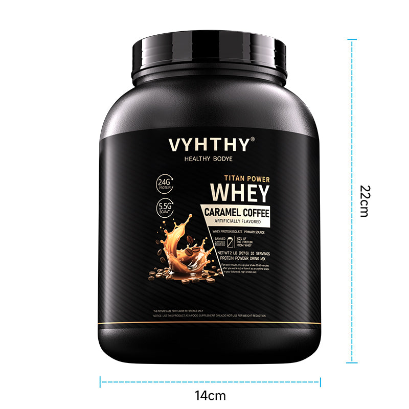 VYHTHY Caramel Coffee Flavored Whey Protein Powder - 24g Protein per Serving - Suitable for pre- and Post-Workout Supplementation - Low Lactose, Gluten-Free, Natural Flavor (36 oz) - 30 Servings