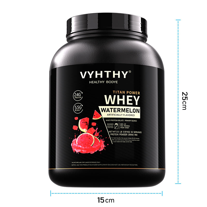 VYHTHY Watermelon Flavored Whey Protein Powder - 24g Protein per Serving - Suitable for pre- and Post-Workout Supplementation - Low Lactose, Gluten-Free, Natural Flavor (56 oz) - 52 Servings