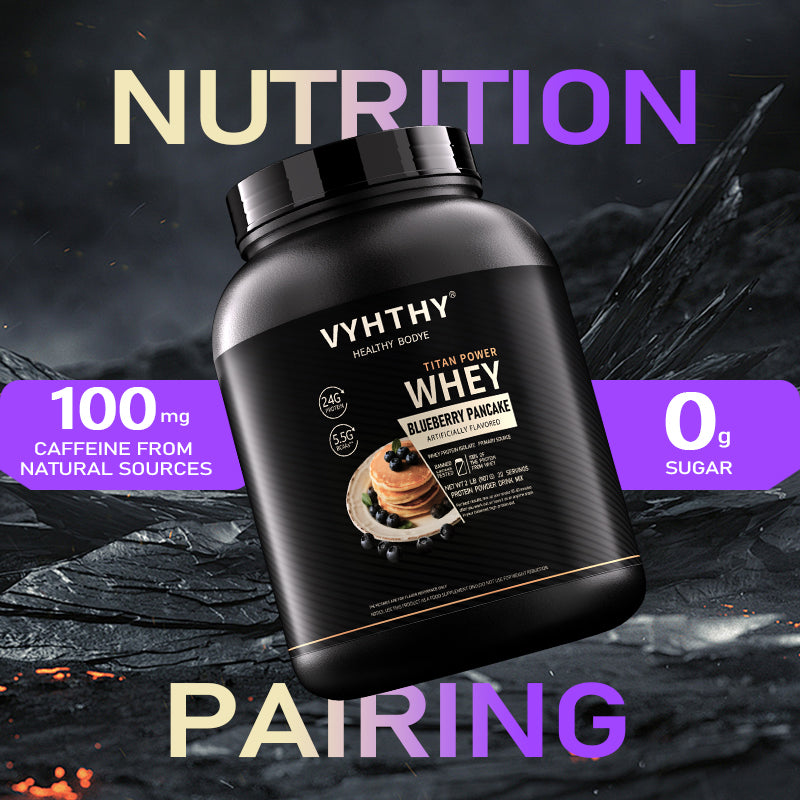 VYHTHY Blueberry Pancake Flavored Whey Protein Powder - 24g Protein per Serving - Suitable for pre- and Post-Workout Supplementation - Low Lactose, Gluten-Free, Natural Flavor (36 oz) - 30 Servings