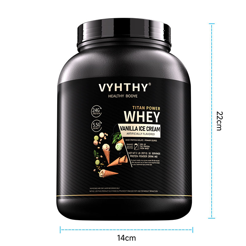 VYHTHY Vanilla Ice Cream  Flavored Whey Protein Powder - 24g Protein per Serving - Suitable for pre- and Post-Workout Supplementation - Low Lactose, Gluten-Free, Natural Flavor (56 oz) - 52 Servings
