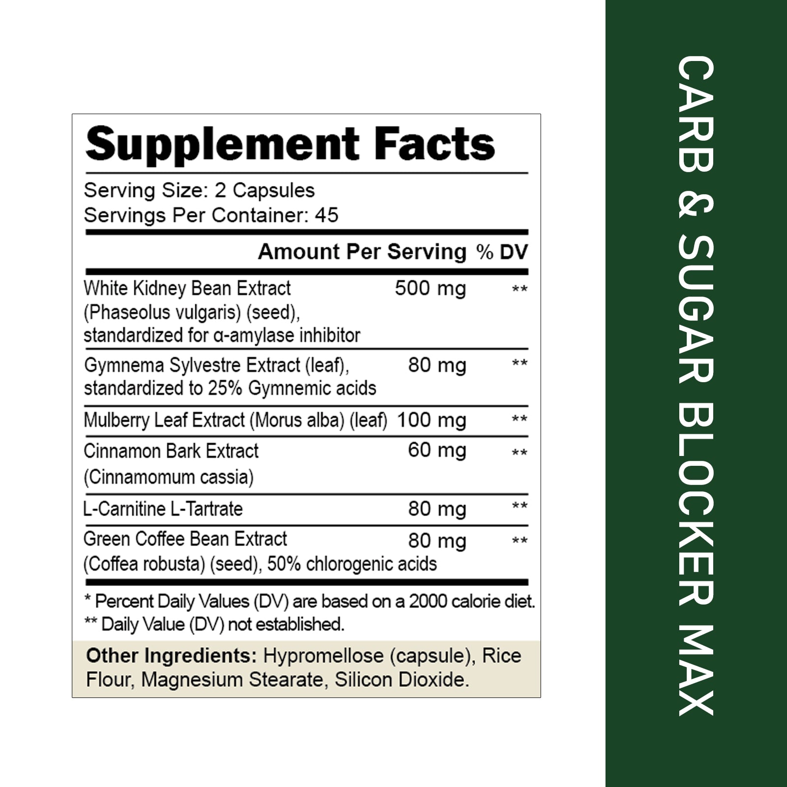VYHTHY Carb & Sugar Blocker Max Capsules – White Kidney Bean Carb Blocker, Curb Sugar Cravings, Plant-Based Daily Wellness Support, 90 Veg Pills