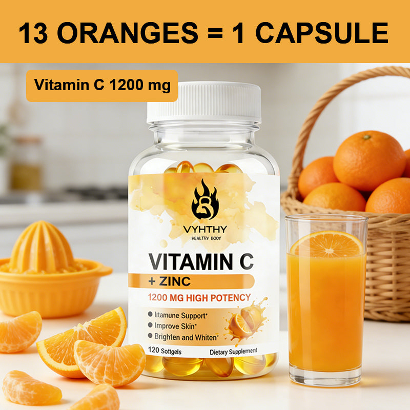 VYHTHY Vitamin C + Rose HIPS, Immune Support, 1000mg Vitamin C, Coated Caplets, 3 Serving per Day, Vegetarian Caplets, 60 Ct