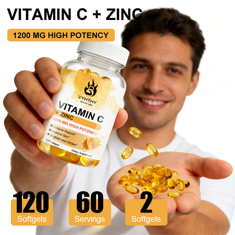 VYHTHY Vitamin C + Rose HIPS, Immune Support, 1000mg Vitamin C, Coated Caplets, 3 Serving per Day, Vegetarian Caplets, 60 Ct
